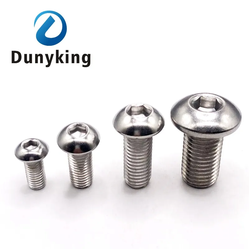 5/10/25/50pcs ISO7380 M1.6 M2 M2.5 M3 M4 M5 M6 M8 304 Stainless Steel Hex Hexagon Socket Button Round Head Screw Bolt L= 3-100mm