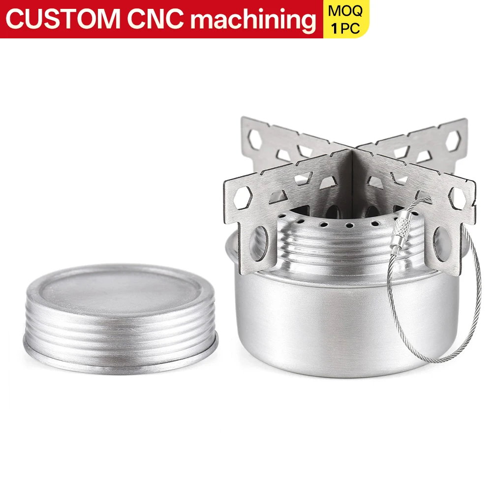 Custom CNC machined aluminum alloy alcohol stove cross bracket for outdoor camping and hiking hardware accessories