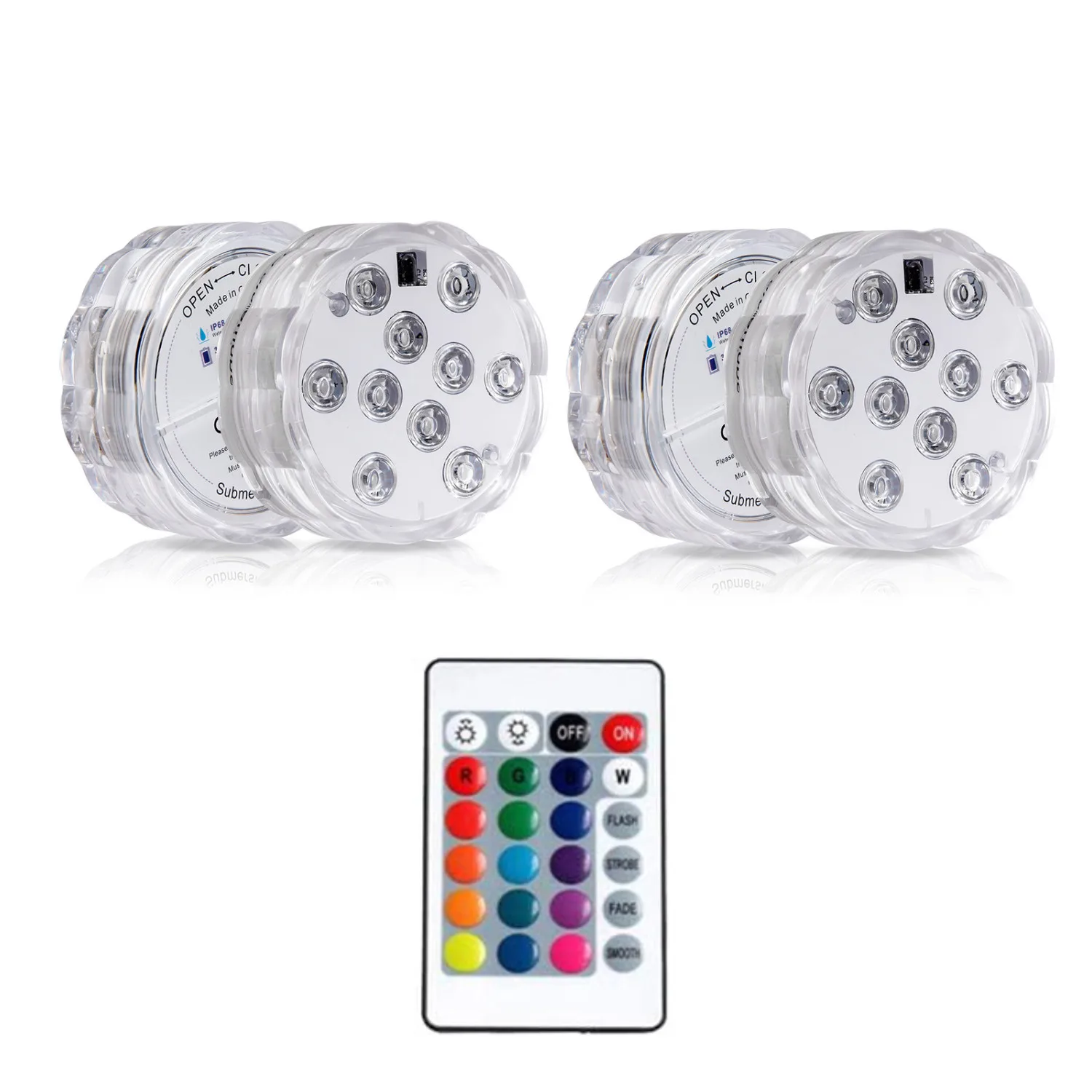 4PCS Submersible LED Lights with Remote Shower Lights Waterproof Battery Operated Multi Color Changing Hot Tub Lights for Pool