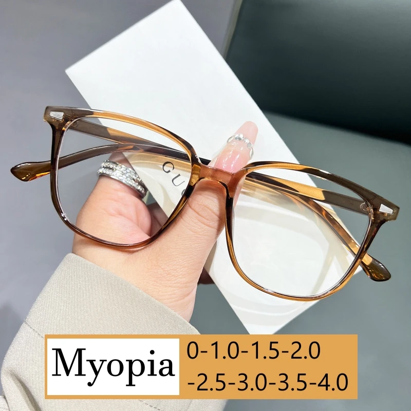 

Women Ultralight Myopia Glasses Retro Square Short Sighted Diopter Eyeglasses Blue Light Blocking Computer Eyewear for Men Lady