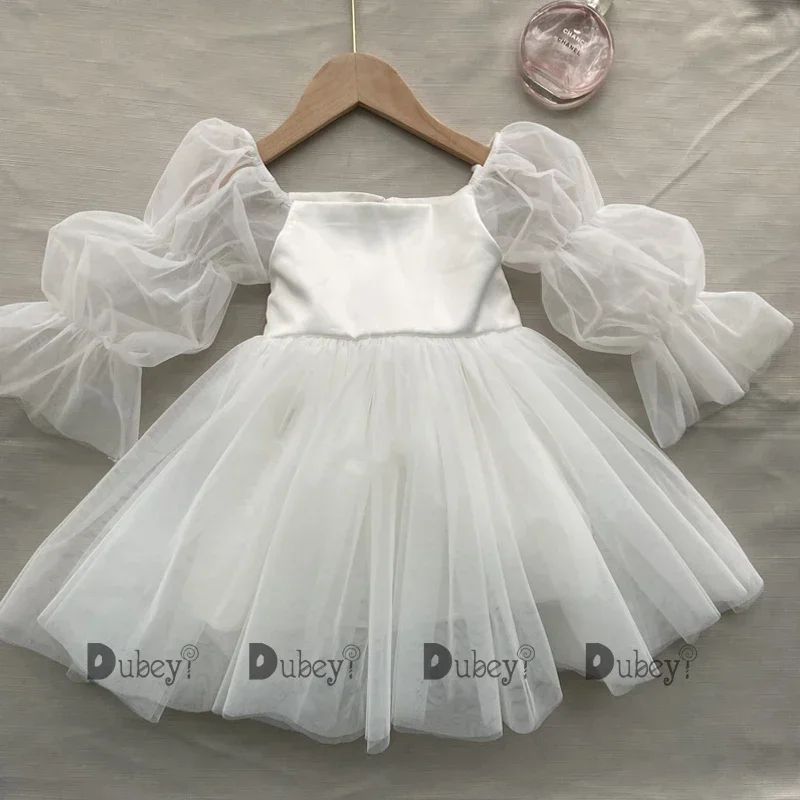 New Born Baby Girls Birthday Dress for Toddlers White Wedding Party Gown Baptism Ceremony Vestido for 3Y Infantil Clothing Kids