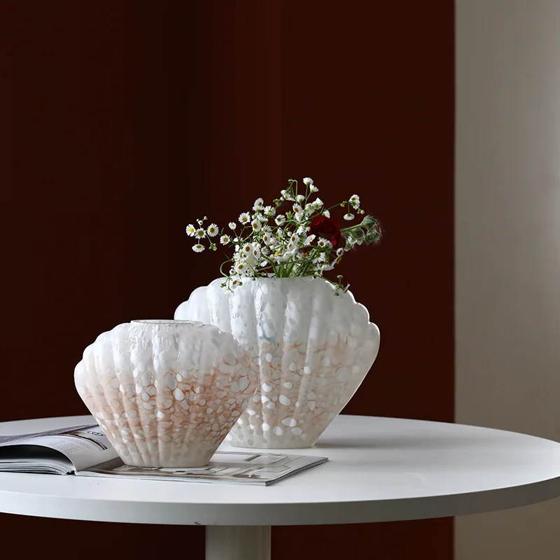 

French medieval shell countertop vase hydroponic dried flower soft cover old special-shaped vase
