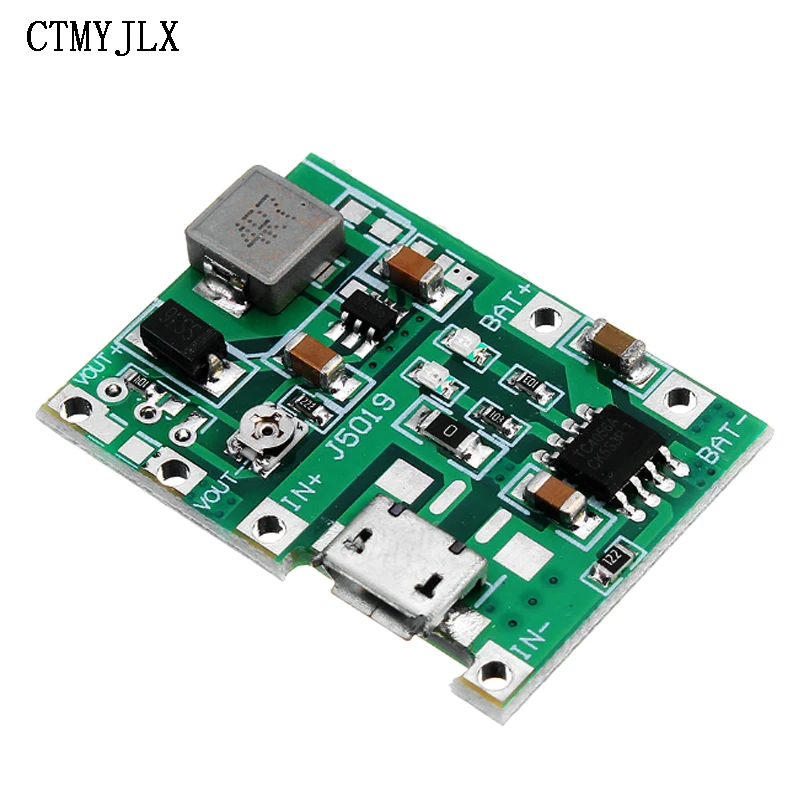 10pcs Adjustable Step Up 18650 Lithium Battery Charging Discharge Integrated Module 3.7V 9V 5V 2A Battery Charger Board TP4056