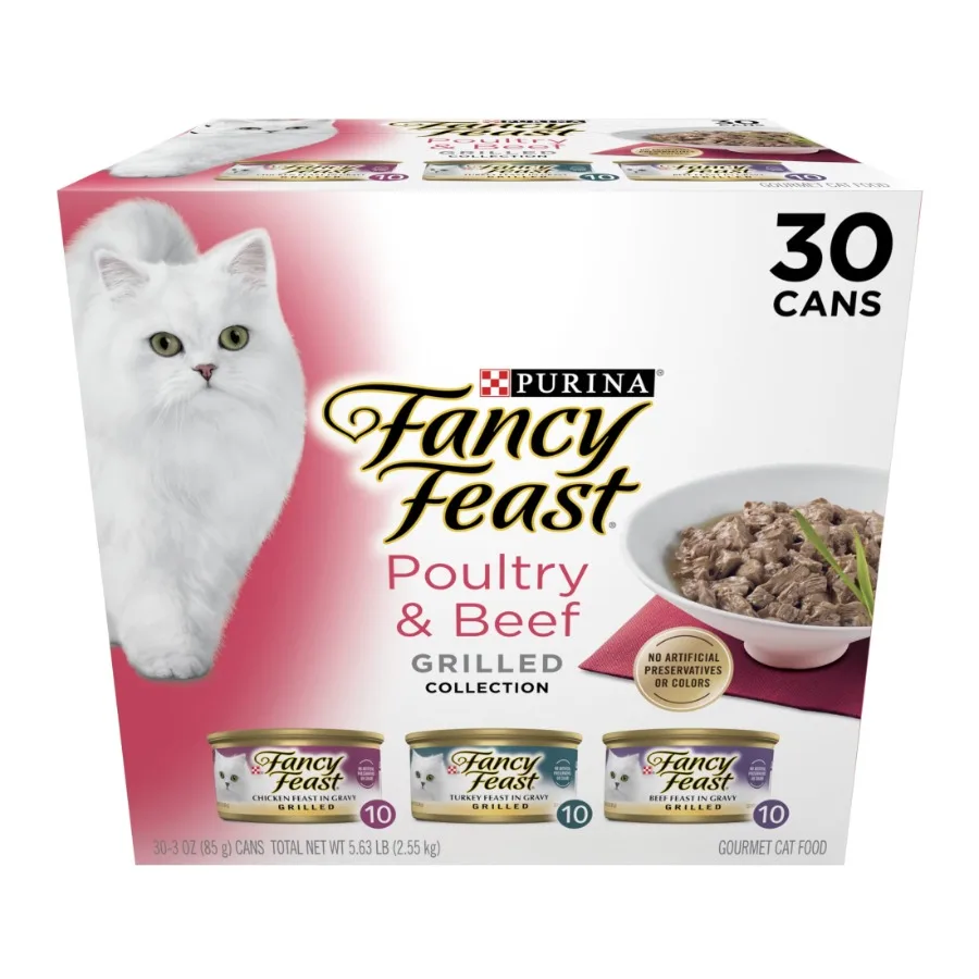 Comida Húmeda para Gatitos Purina Grilled, Sabor a Aves y Res, Latas de 3 oz, Paquete de 30