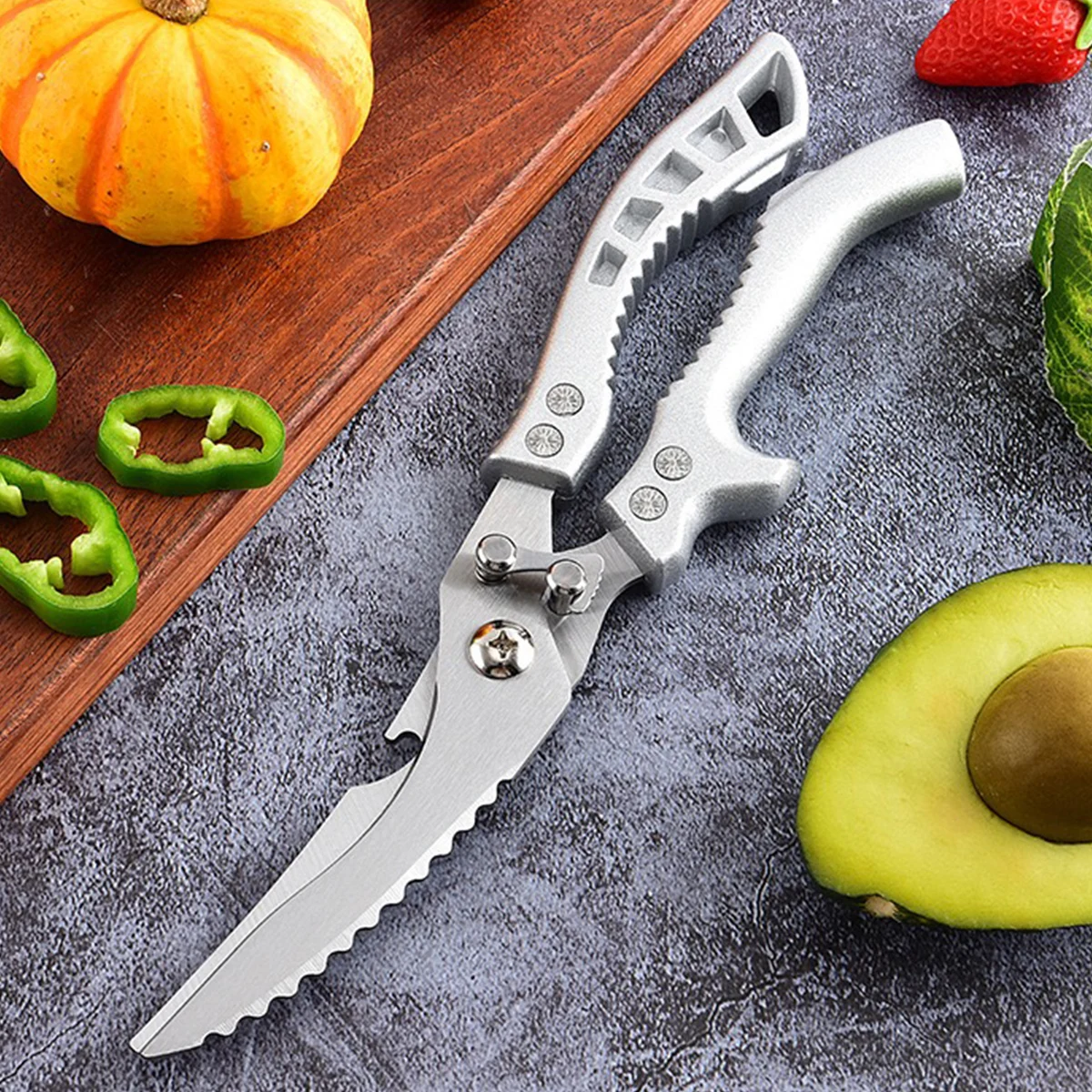 Tesoura de Cozinha Profissional de Aço Inoxidável para Carne, Frutas, Desossar, Pesca, Caça e Camping
