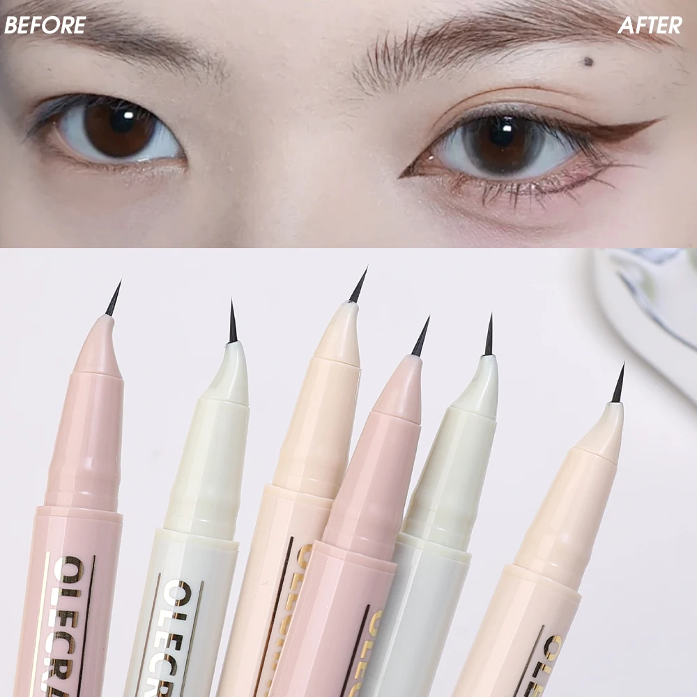 Ultra-Dunne Eyeliner Pen Waterdichte Controle Inkt Focus Gebogen Tip 18 ° Eyeliner Niet Vegen Eyeliner Lagere Wimper Potlood Make-Up