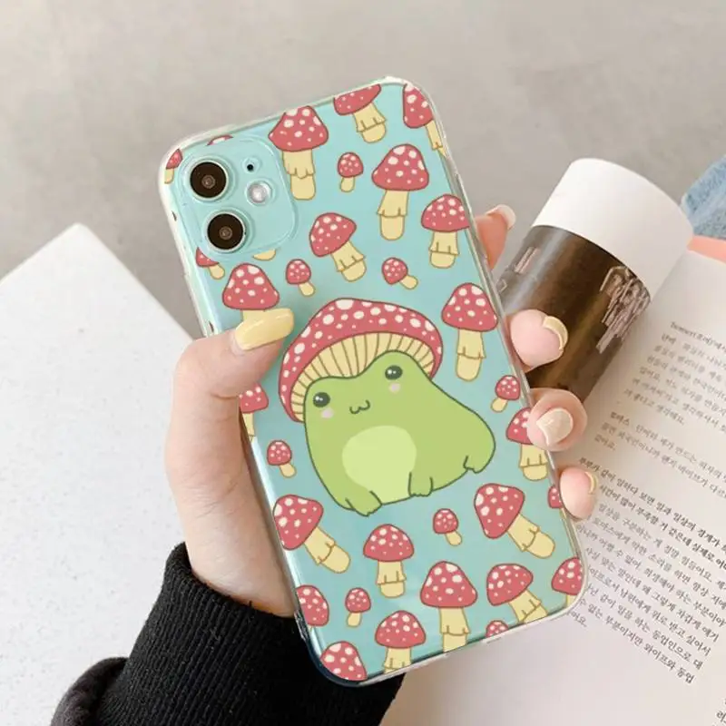 Funny Animal Frog Phone Case For iPhone 14 13 12 11 Pro Max Mini X Xs XR 6 7 8 Plus SE 2020 Transparent Case