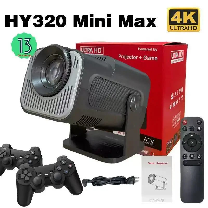 

HY320 портативный проектор 4K для дома, кинотеатр высокой четкости, внешняя торговля, взрыв, интеллектуальный портативный офисный экран, проекция 12