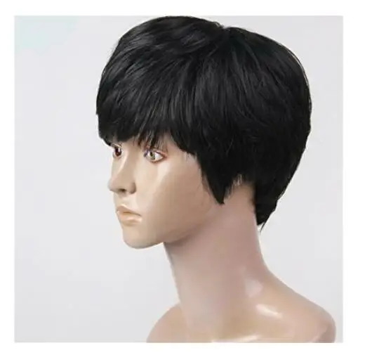 جديد أسود قصير أسود عابث قطع شعر مستعار مع الانفجارات لا الباروكات الدانتيل