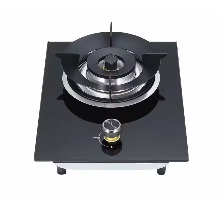 強化ガラスパネル付き家庭用シングルバーナー内蔵型ガスコンロ