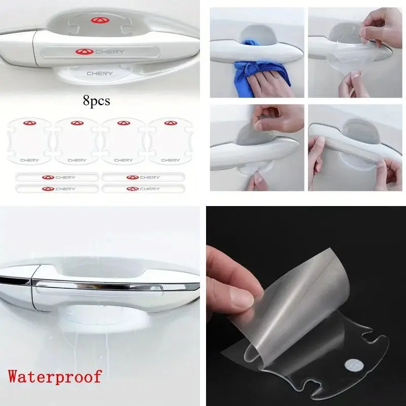 8Pcs Clear Door Handle Bowl Protection Stickers For Chery Tiggo9, Omoda C5, Jaecoo J8, Tiggo5x Scratch Resistant Door Pull Decor