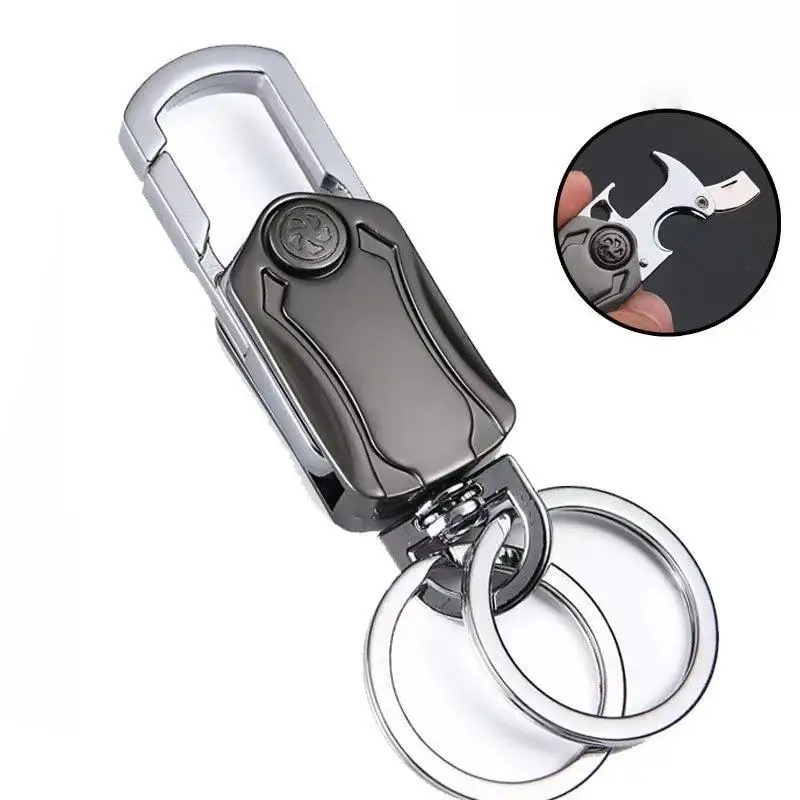 1Pcs Metal Car Key Pendant Multifunctional Fidget Rotator Keychain 360 Rotatable Keyring With Bottle Opener For Boys Gift