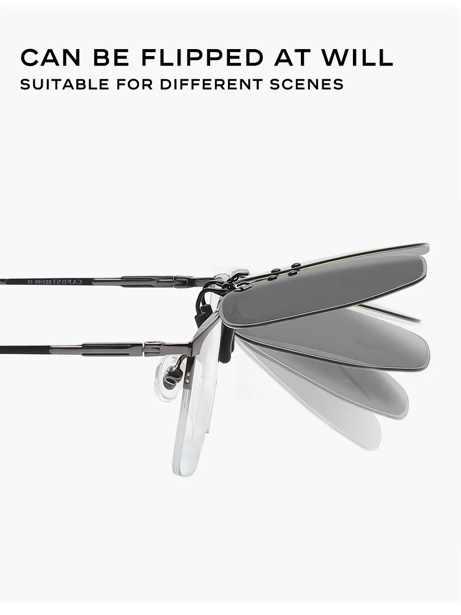CAPONI neue Sonnenbrille Clip für Männer quadratisch polarisierte photo chrome Brille Clip aufgeklappt schützen Augen Licht Clip am Rahmen bs1103 – Detail 9