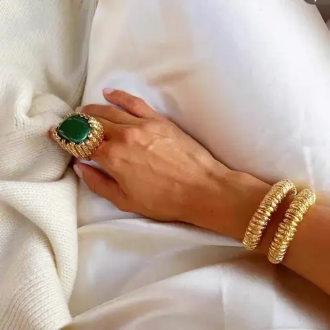 Bague ouverte carrée en métal texturé irrégulier pour femmes, Vintage, personnalité européenne et américaine, bijoux de doigt tendance exagérés