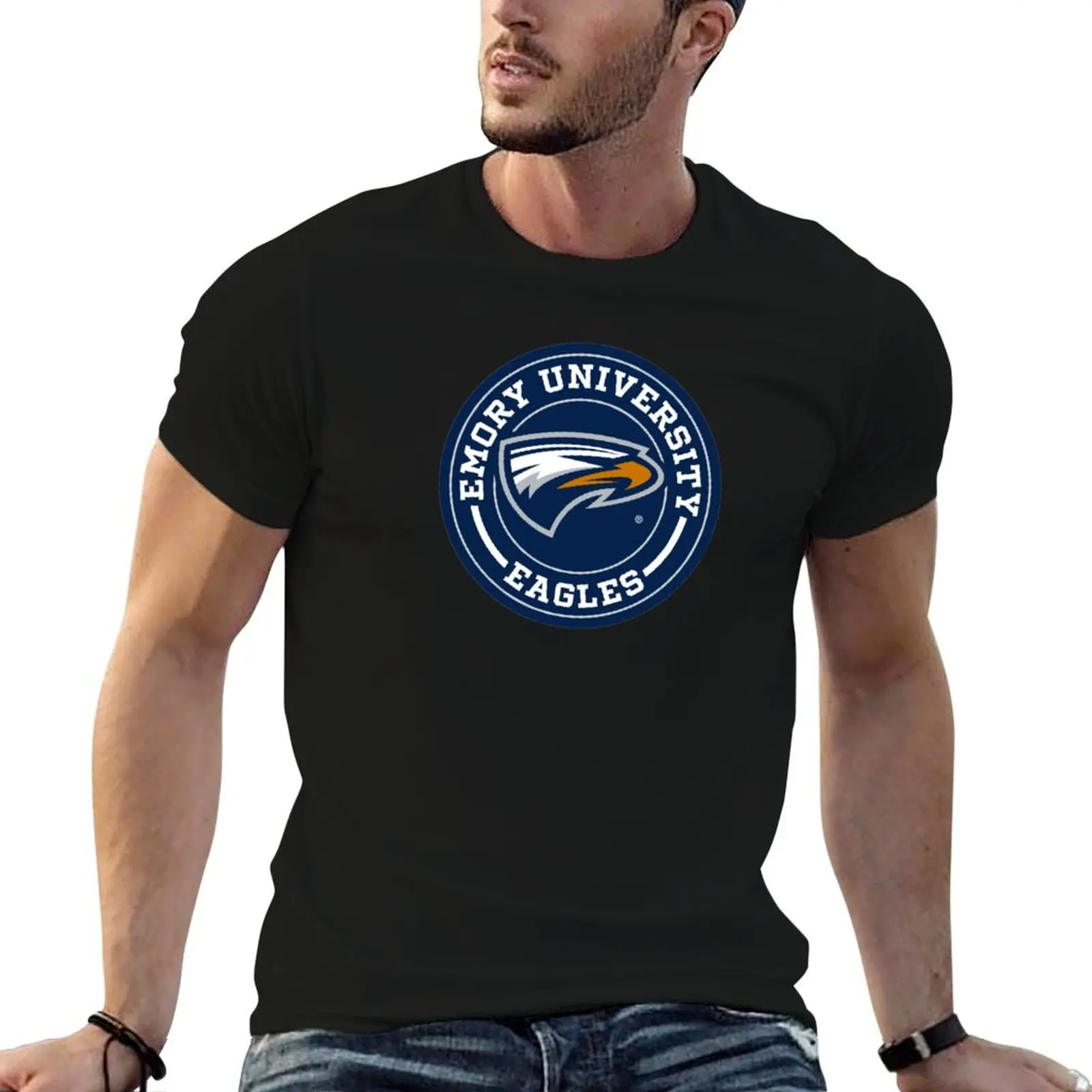 

T-Shirt men cotton University high shirts quality casual Circle for t shirts man t Emory Eagles