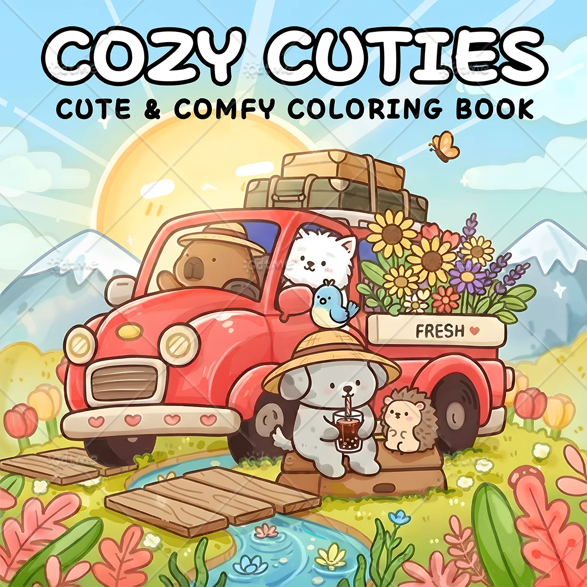 COZY CUTIES Cute & Comfy Bold-easy Patterns Coloring Book for Adults Cute Drawing Book Perfect Gift for Party and Birthday