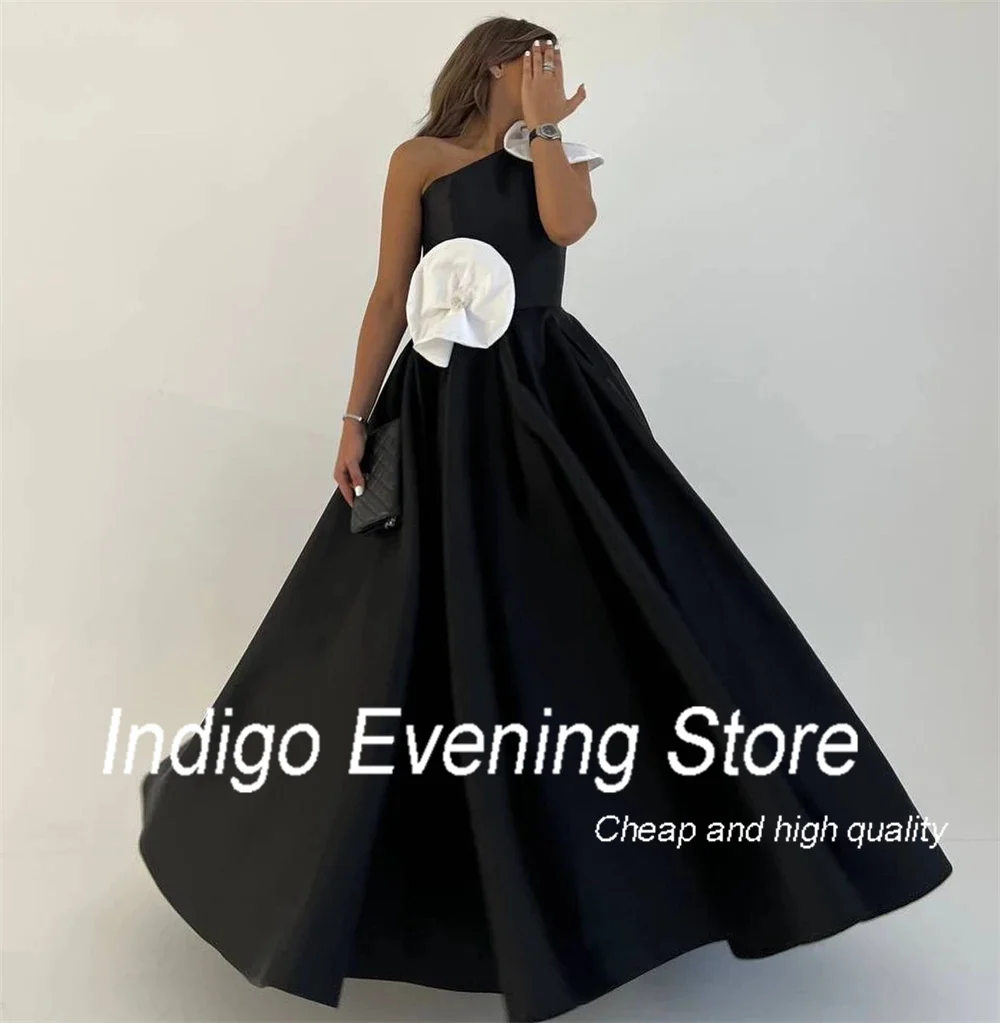 Indigo Prom Dresses One Shoulder A-line Sleeveless Floor-Length Simple Elegant Formal Evening Gowns For Women 이브닝드레스 فستان سهرة