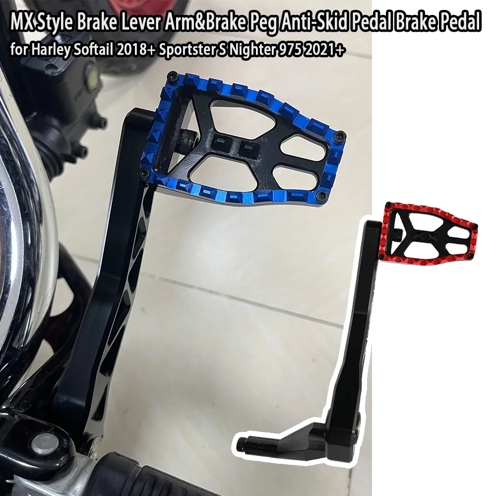 

Motorcycle MX Style Brake Lever Arm&Brake Peg Anti-Skid Pedal Brake Pedal for Harley Softail 2018+ Sportster S Nighter 975 2021+