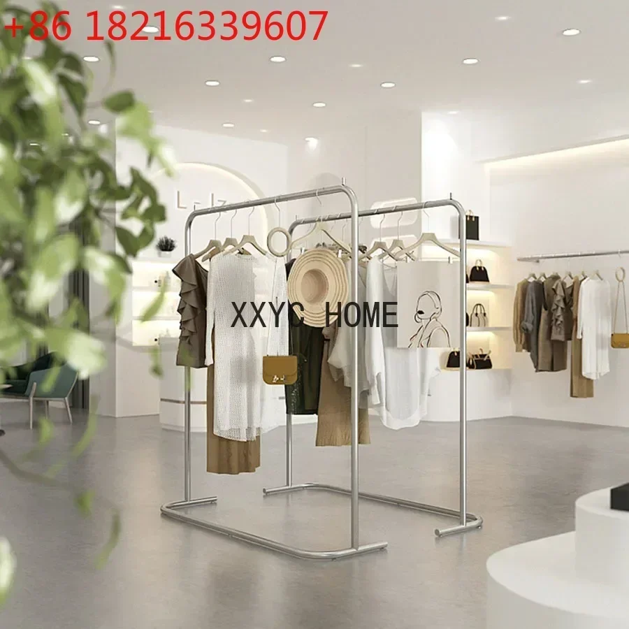 TAO TAO Metal Cloth Racks Kids Men Women Clothing Store Stainless Steel Silver Extended Clothes Hanger Long Sapateira Nordic Fur
