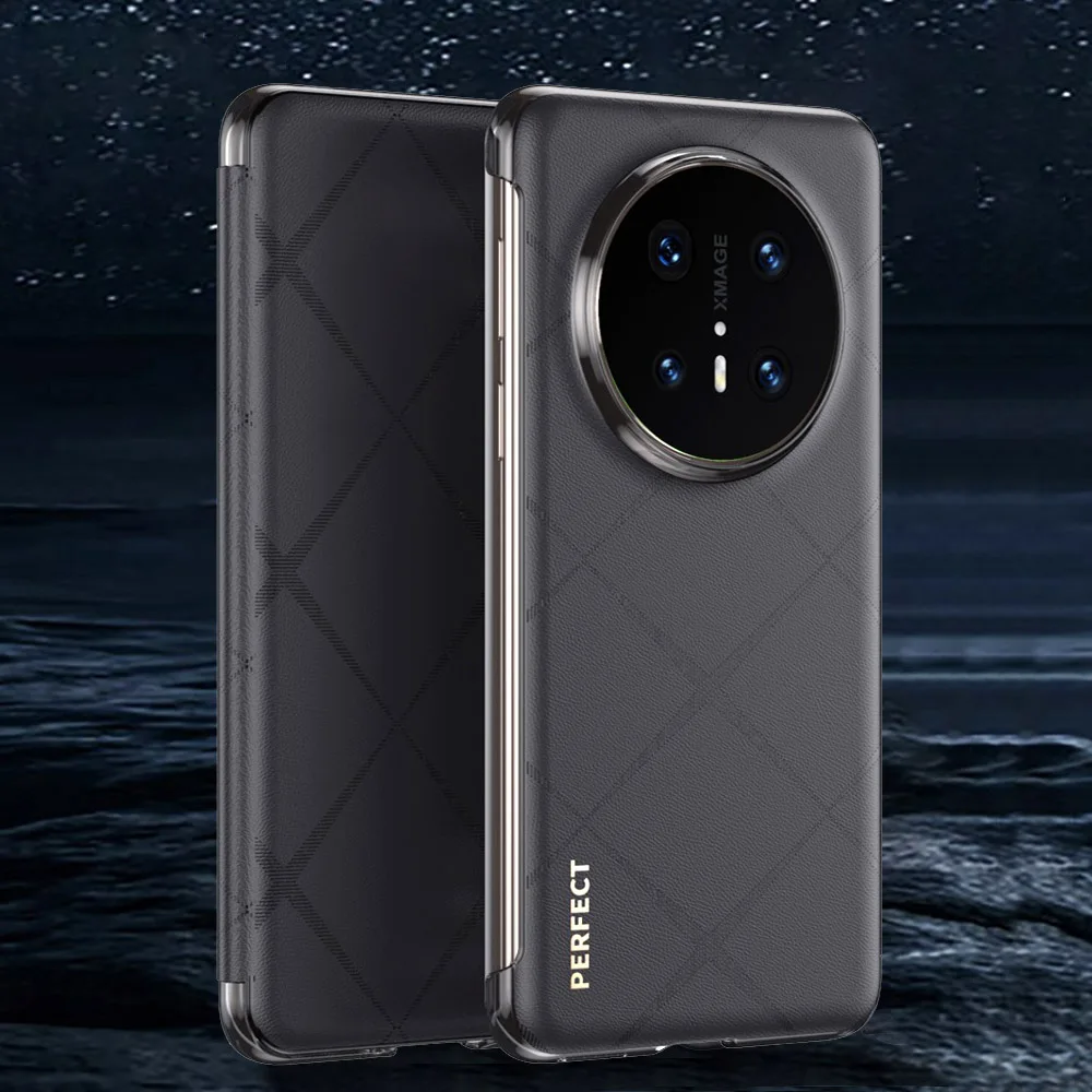

Genuine Leather Case For Huawei Mate 70 Pro Case Mate 60 70 80 Pro Plus Max Window View Phone Protector For Mate70 Mate80 Cover