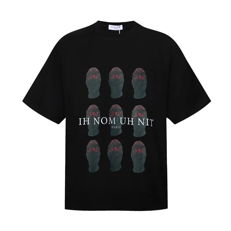 High Street Trend Masked Portrait Print IH NOM UH NIT Round Neck Short Sleeve High Quality Fashion Men Women Loose INUN T-shirt