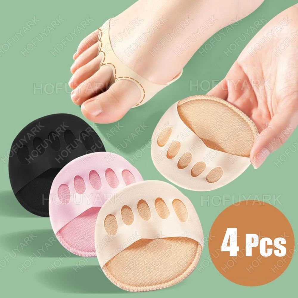 4pcs Vorfuß Zehenpolster für Schuhe Frauen High Heels Einfügen Fünf Zehen Vorfußsocken Schwielen Hühneraugen Fuß Schmerzlinderung Halbe Einlegesohlen