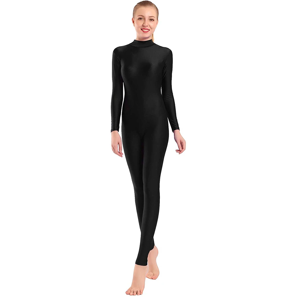 SPEERISE Women Long Sleeve Turtle Neck Unitard Ballet Spandex One Piece Plus Size Jumpsuits Dance Wear for Men Zentai Costumes