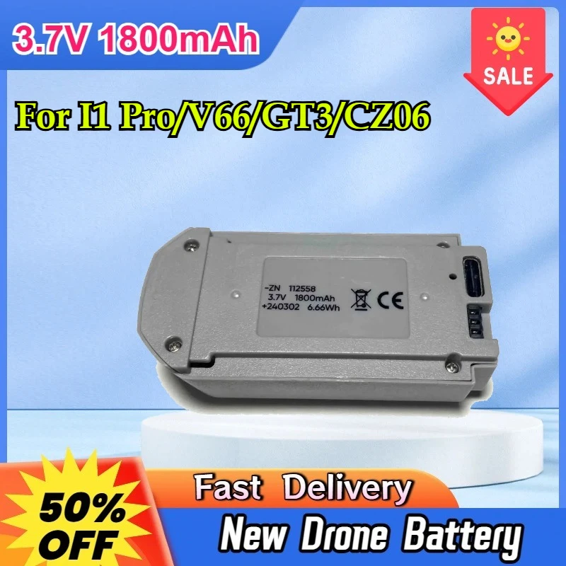 

Upgraded 3.7V 1800mAh Drone Battery for I1 Pro/V66/GT3/CZ06 RC Quadcopter Accessory Parts Powerful Replacement Batteries