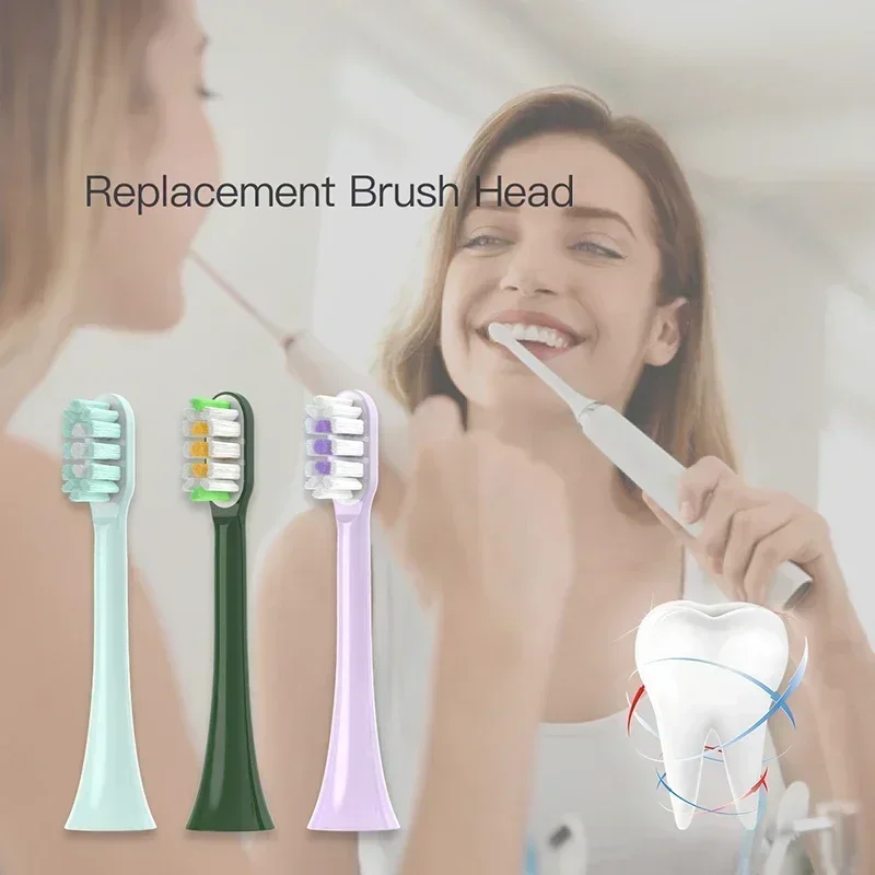 SOOCAS X3 X3U X5 용 구리 프리 교체 브러시 헤드, 소프트 듀폰 브리슬 민트, VanGo 그린, 퍼플, 금속 노즐 없음, 4 개, 6 개