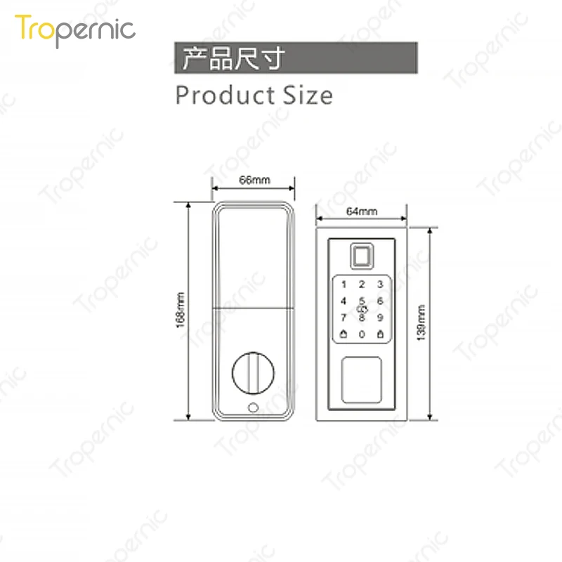 Panel Logam Cerdas Gerendel Pintu Depan Alexa WiFi TTlock Aplikasi Biometrik Sidik Jari Tanpa Kunci Masuk Keypad Kunci Pintu dengan Gateway