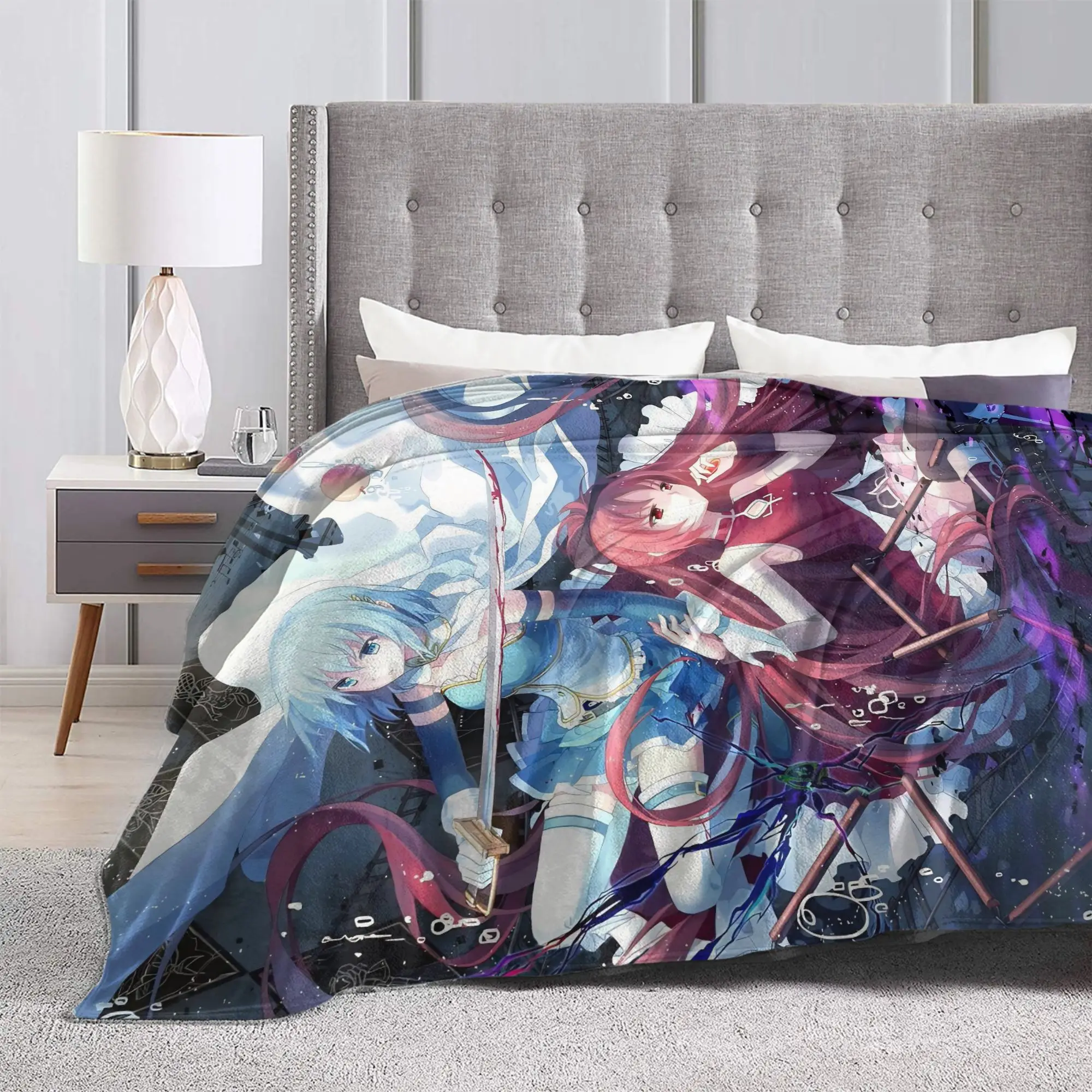 بطانيات Puella Magi Madoka Magica من الفلانيل ميكي ساياكا كيوكو ساكورا بطانية رمي دافئة محمولة للفراش مفرش سرير السيارة