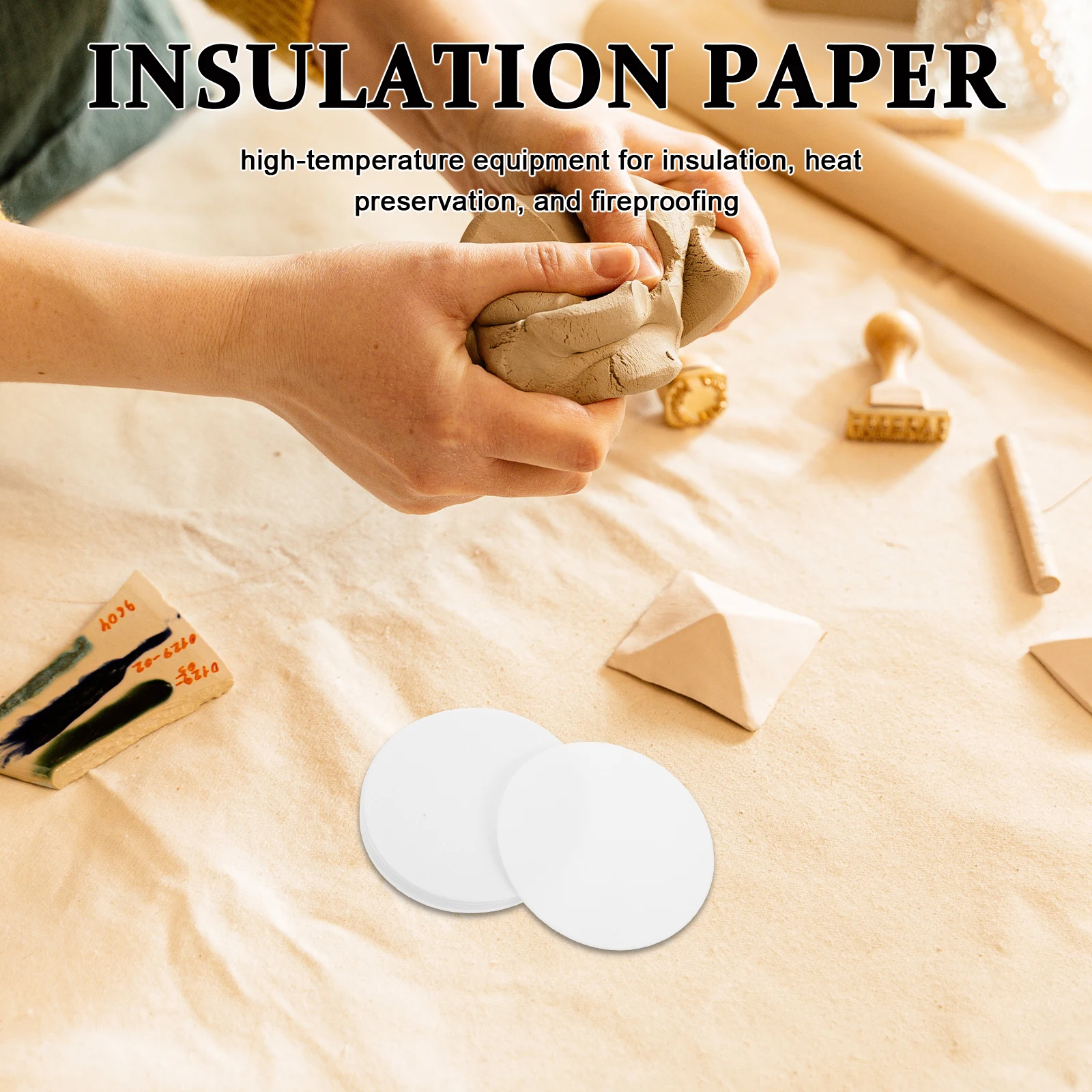 

60pcs Ceramic Fiber Insulation Paper 1mm Thickness Microwave Kiln Fireproof Gasket Ceramic Board