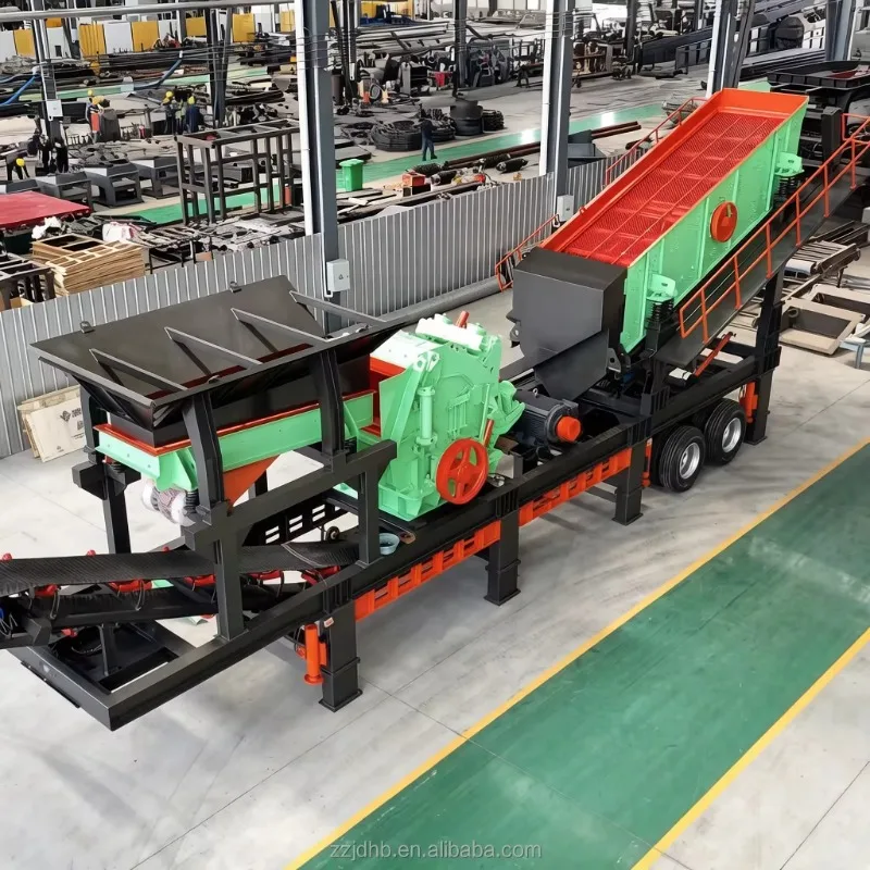 New Three Combination Wheel Mobile Impact Crusher Complete Crushing Screening System AC Motor High Capacity Rock Processing