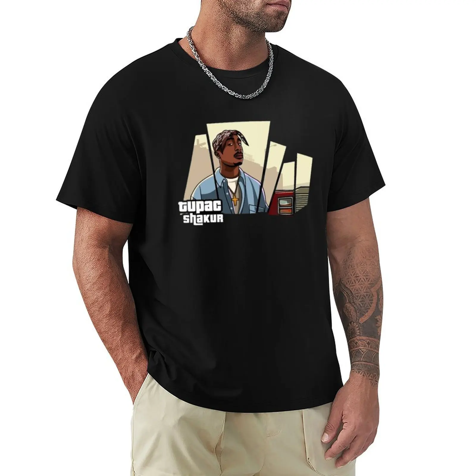 

Gym Rat:Tupac Trend T-Shirt Simple Solid Color Crew Neck Tee