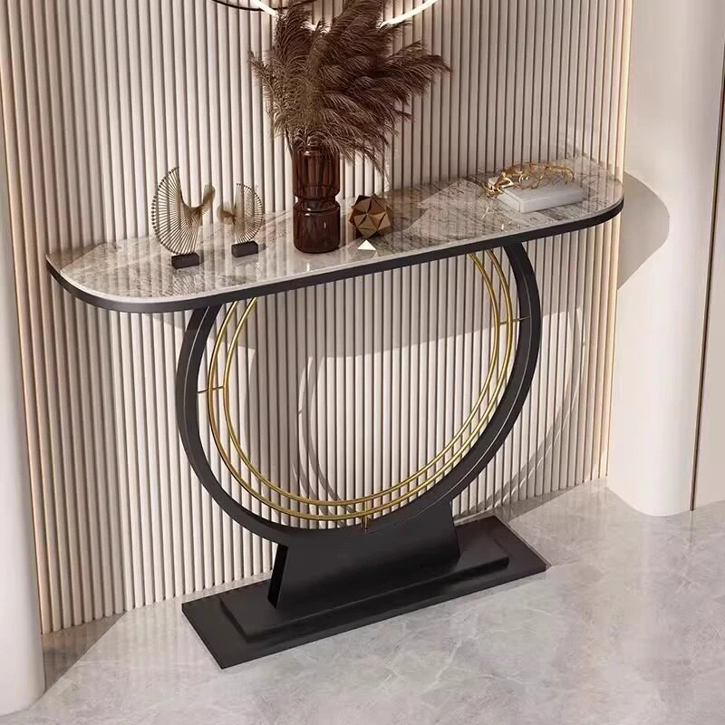 Italian-style rock slab console tables decoration semi-ellipse coffee tables aesthetic консоль в прихожую furniture living room