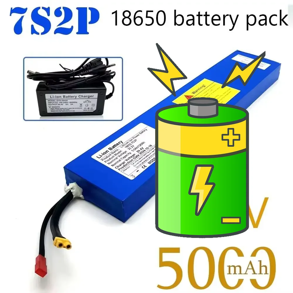 

2026 brand new 7S2P Li-ion battery 25.2V scooter battery 18650 battery pack 25.2V 5000mAh