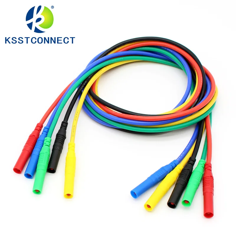 TL320 5 sztuk 5 kolorów wysokiej jakości elastyczne silikonowe przewody pomiarowe 13AWG 4mm prosta wtyczka na obu końcach