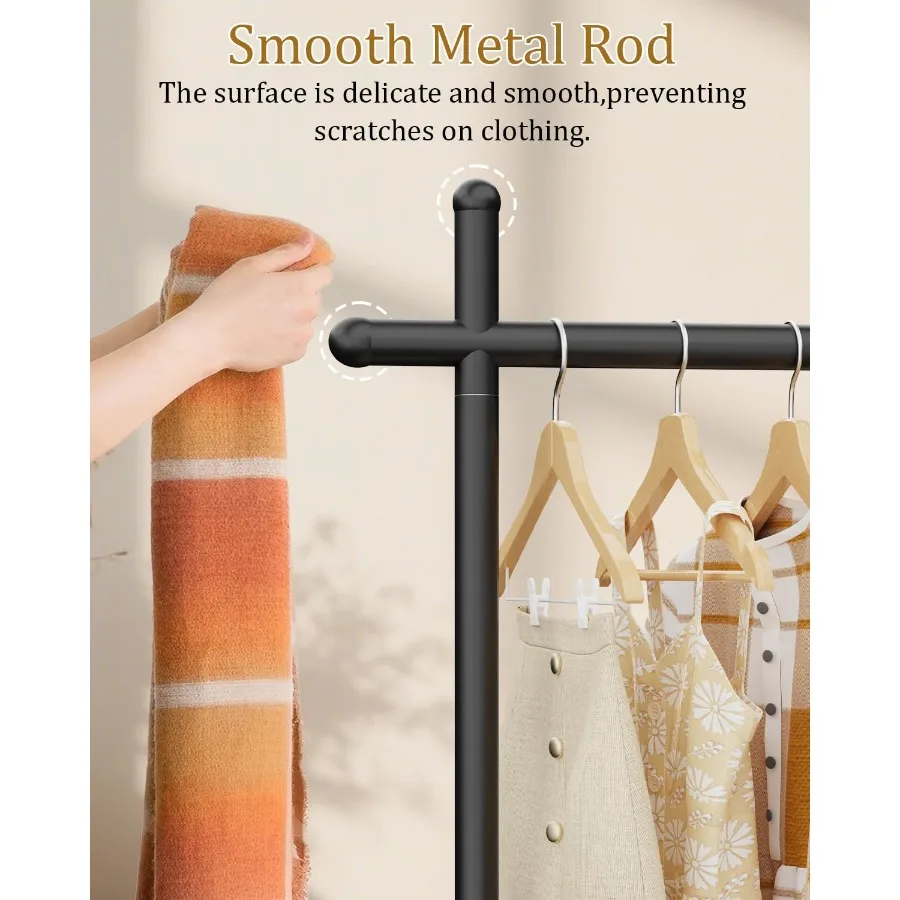 رف معطف قائم بذاته مع قاعدة صخرية طبيعية لتخزين الملابس على الطراز الصناعي وحامل الملابس المعدنية مع ارتفاع 68.9 بوصة مثالي