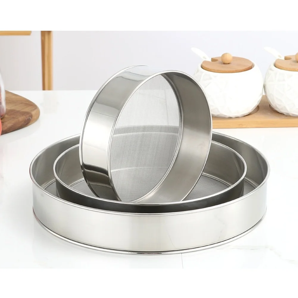 Stainless Steel For Flour Sifter Handheld - 60 Mesh Fine Sieving Tool for Baking Washing Fruits Filtering Juice 30x30x4.5cm