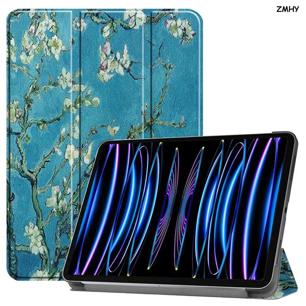 New Tablet Case for iPad Pro 11 Case 2022 Leather Cover Auto-sleep/Wake Up Function Standing Angle Drop-proof Protective Shell