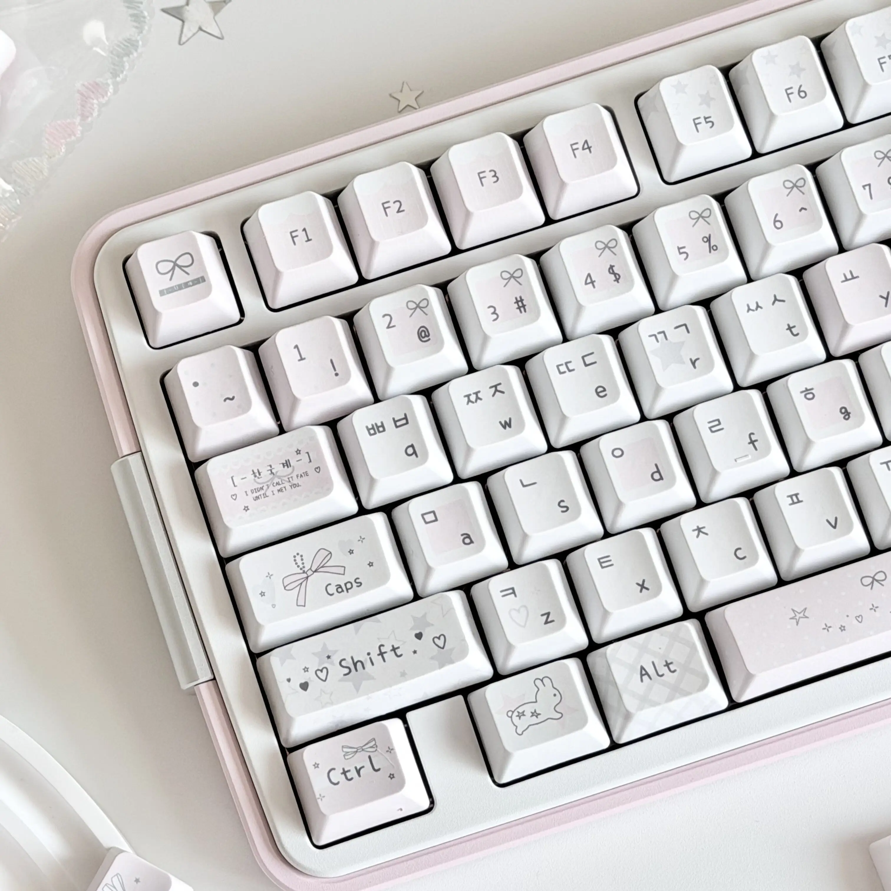 

Soso Pink Purple Korean Theme Keycaps Set PBT FC Profile Sublimation Custom Original Handmade Keycaps for Mechanical Keyboard
