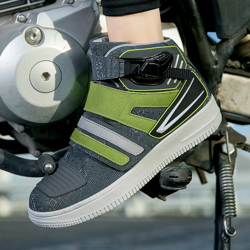

Motorcycle protective boots men's thick soled cycling shoes four season height increasing anti fall travel riding boot equipment