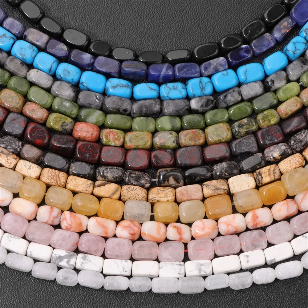 Cuboid Natural Stone Beads Gems Crystal Rectangle Shape Howlite Jades Loose Beads For Jewelry Making DIY Charm Bracelet 4x6mm