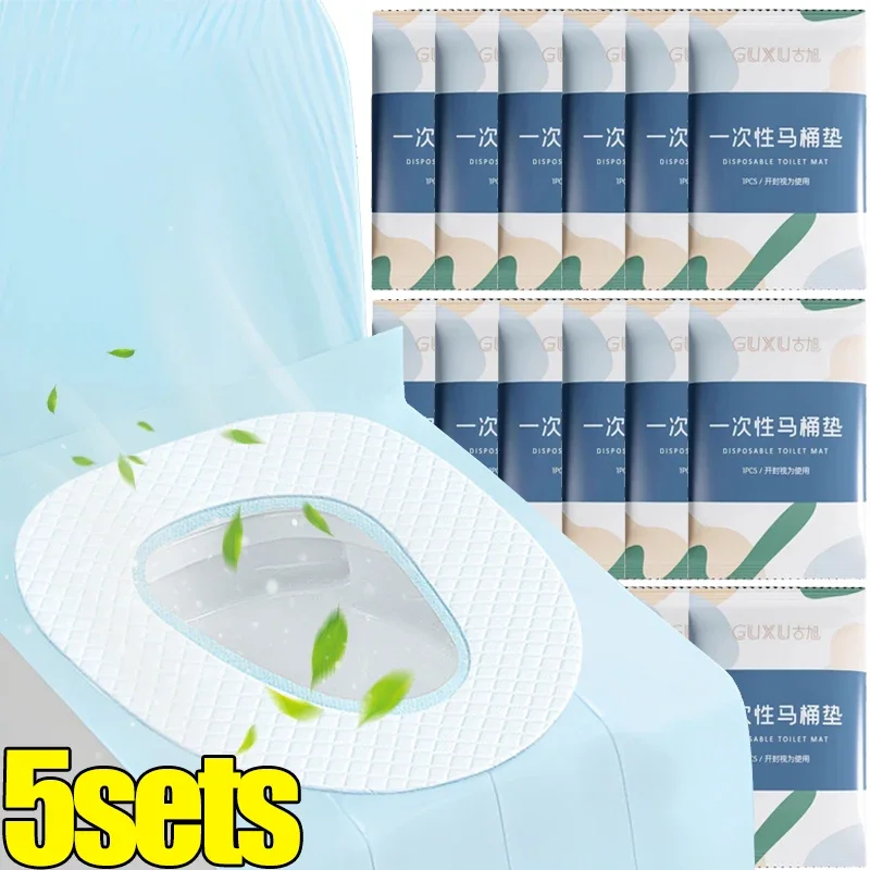 5x Disposable Toilet Seat Cover Waterproof Non-woven Travel Hotel Bathroom Protective Cover Independent Packagingr Seat Cushion