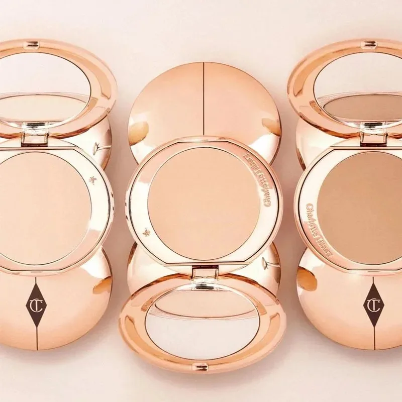 Charlotte Tilbury Polvo compacto iluminador y controlador de grasa, rubor sedoso de doble color delicado y duradero para contornear el rostro