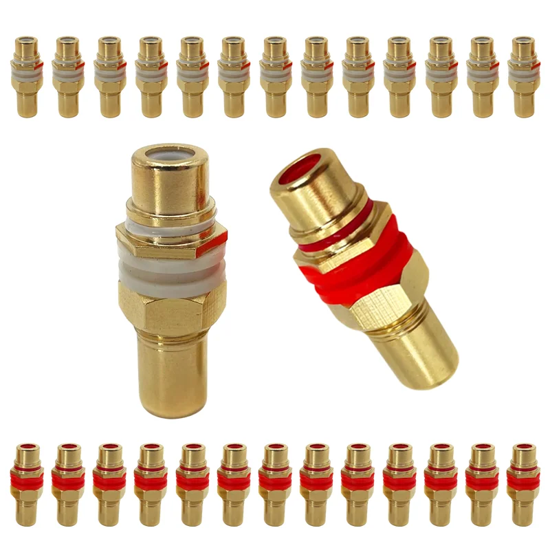 4/8/16/40PCS RCA Female To Female Coupler Joiner Jack Straight F/ F Socket with Washer Audio Gold Plated Speaker RCA Connector