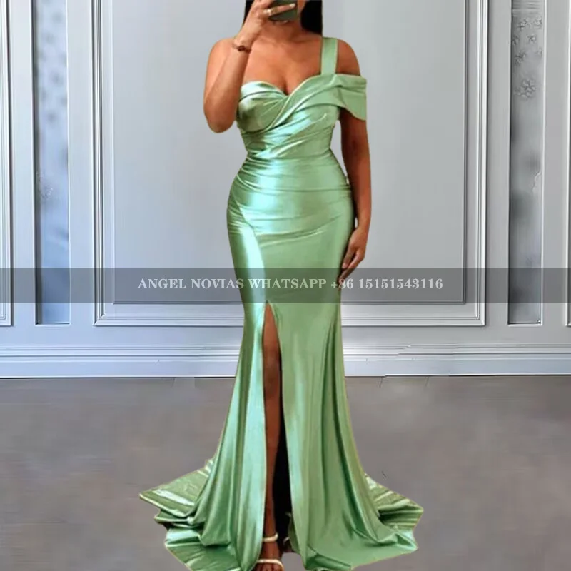 

Mermaid Mint Green Bridesmaid Dresses African Wedding Guest Party Gowns Evening Dress robe demoiselle d honneur femme