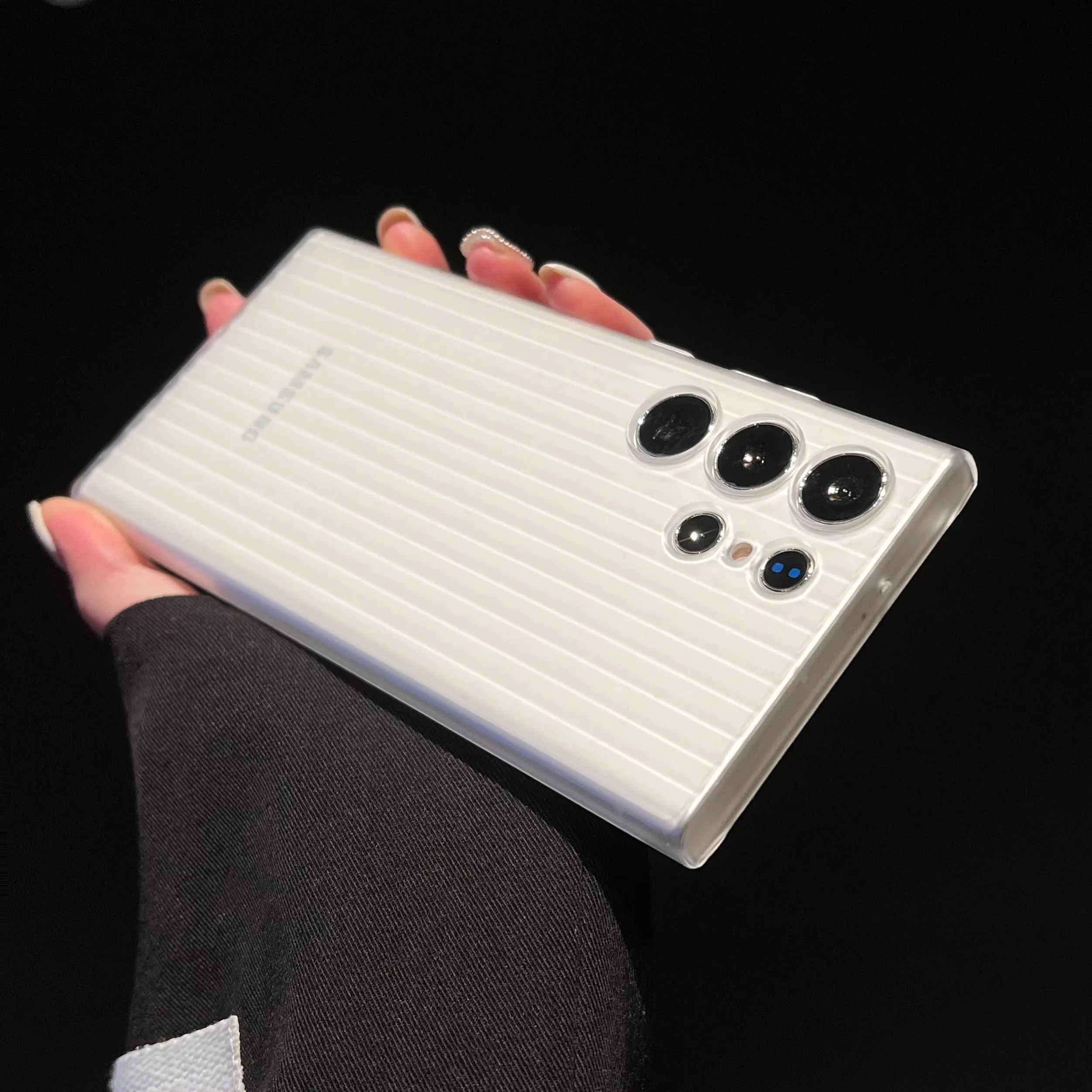 Ultra thin metal grating pattern phone case for Samsung Galaxy S23 Ultra S23+ Plus titanium gray shockproof matte hard cover