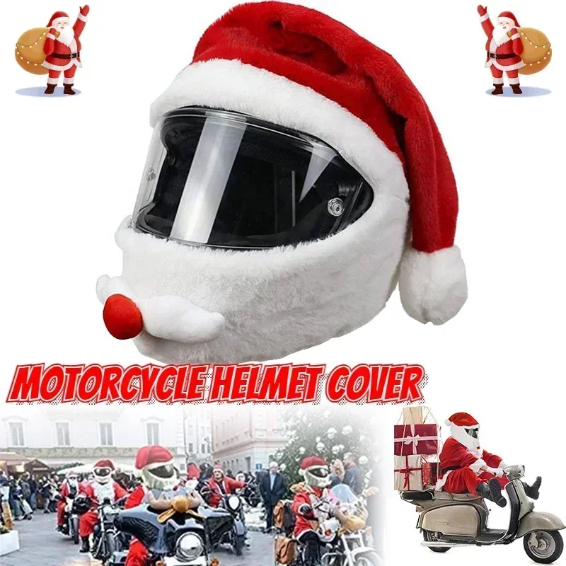 

1/2PCS Santa Claus Motorcycle Helmet Cover Santa Claus Bicycle Helmet Plush Cover New Arrival Christmas Decorative Gift