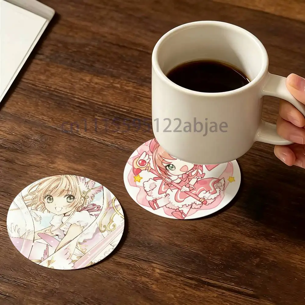 card captor s-sakura Wooden Cup Mat Cappuccino Vodka Juice Water Coaster for Flower Shop